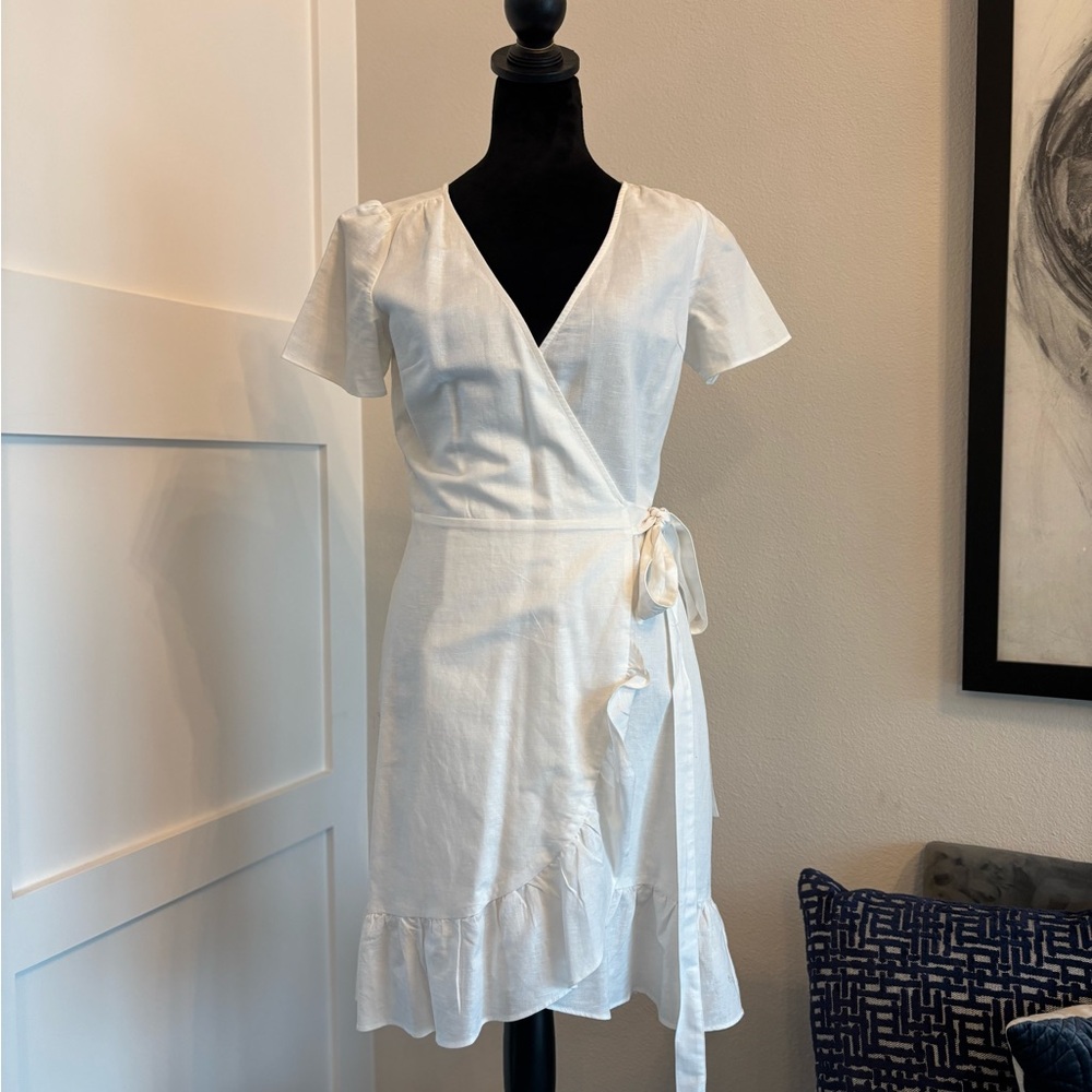 GAP White Mini Wrap Dress